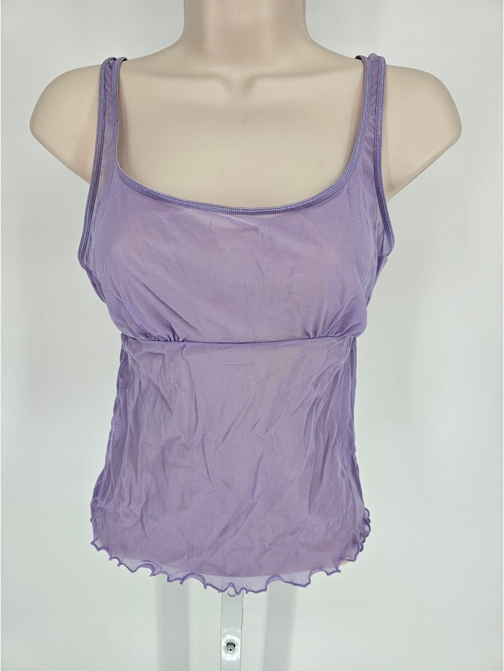 Vintage Y2K Secret Treasures Womens Sz L Lavender Purple Mesh Sheer Top